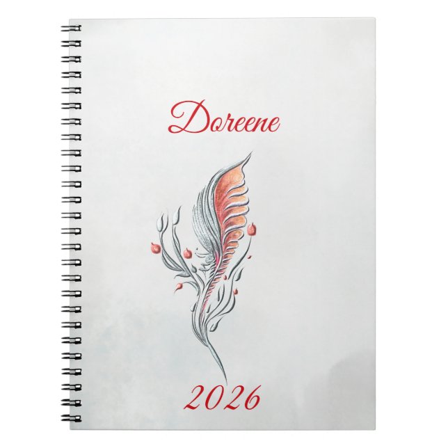 Elegant cahier Floral aquarelle à plumes  (Devant)