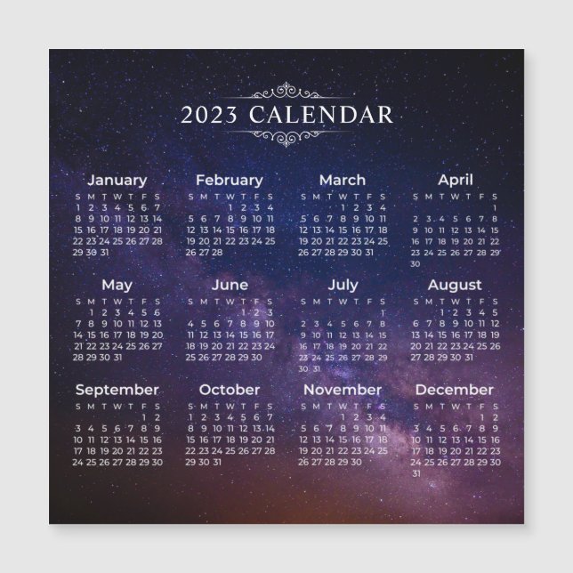 Élégant Calendrier 2023 sur Voie Lactée | Carte ma (Devant)
