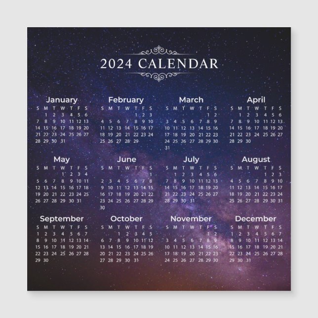 Élégant Calendrier 2024 sur Voie Lactée | Carte ma (Devant)