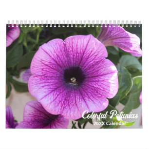 Élégant calendrier botanique de Petunias coloré