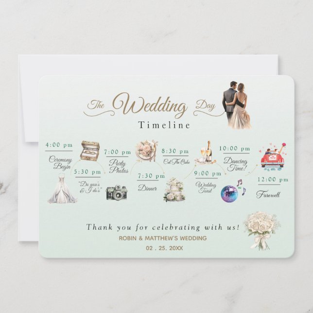 Élégant calendrier du programme de mariage minimal (Devant)