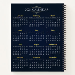 Élégant Calendrier Gold et Blue 2024   CARNET