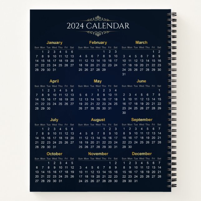 Élégant Calendrier Gold et Blue 2024 | CARNET (Dos)