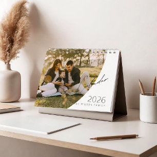 Élégant calendrier photo de famille minimaliste