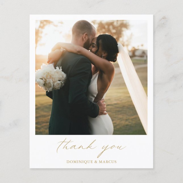 Élégant Calligraphie Dorée Budget Mariage Remercie (Devant)