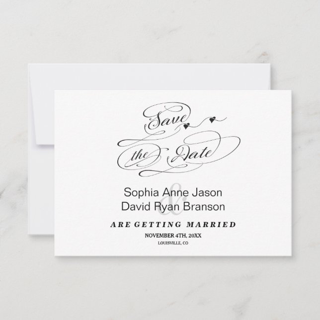 Élégant calligraphie noir et blanc pour carte de f (Devant)