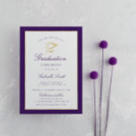 Elegant cap purple graduation ceremony invitation<br><div class="desc">An elegant graduation ceremony card with faux gold and purple. The text details and image can be personalized.</div>