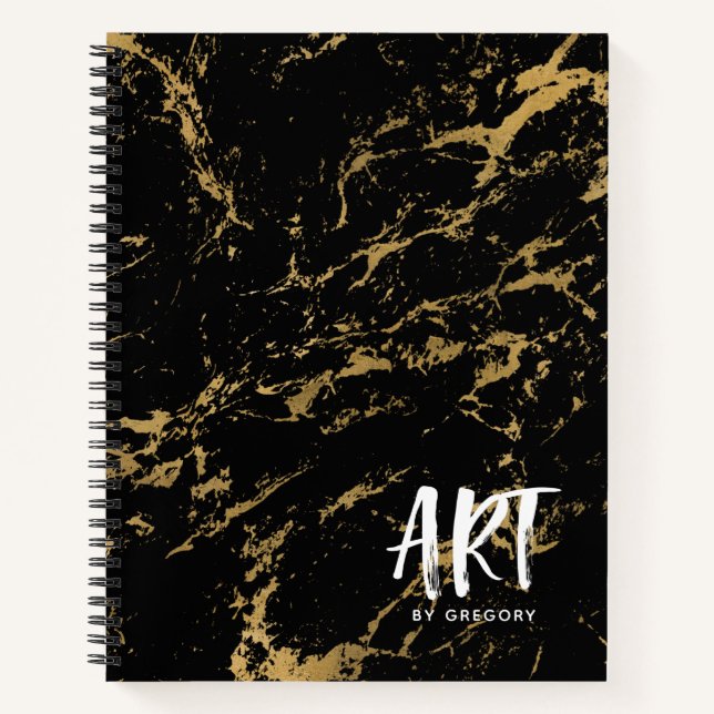 Élégant Carnet de carnet de notes en marbre noir (Devant)