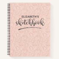 Elégant carnet de croquis en dentelle rose avec Ca