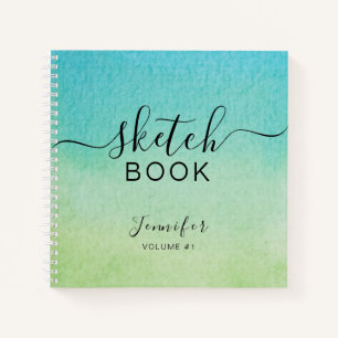 Elégant carnet de croquis Votre nom Script Blue Gr