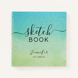 Elégant carnet de croquis Votre nom Script Blue Gr