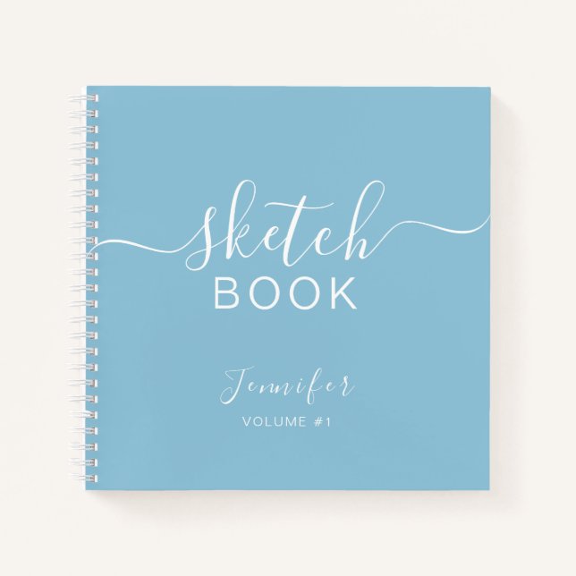 Elégant carnet de croquis Votre nom Script Light B (Devant)