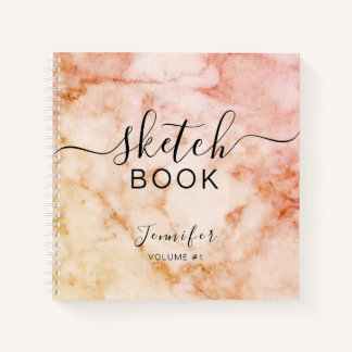 Elégant carnet de croquis Votre nom Script Marble