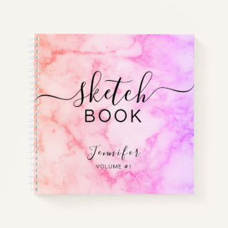 Elégant carnet de croquis Votre nom Script Marble