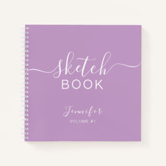 Elégant carnet de croquis Votre nom Script Purple
