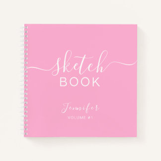 Elégant carnet de croquis Votre nom Script Rose