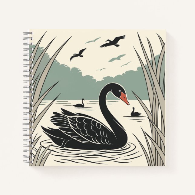 Élégant Carnet de cygne noir (Devant)
