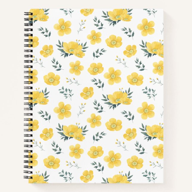 Élégant Carnet de fleurs jaunes (Devant)
