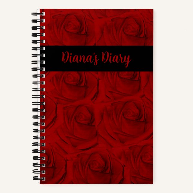 Élégant Carnet de journal des roses rouges (Recto)