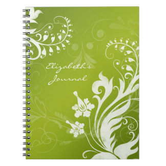 Élégant Carnet de journal personnalisé blanc vert