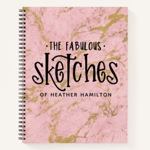 Elégant carnet de notes en marbre rose or