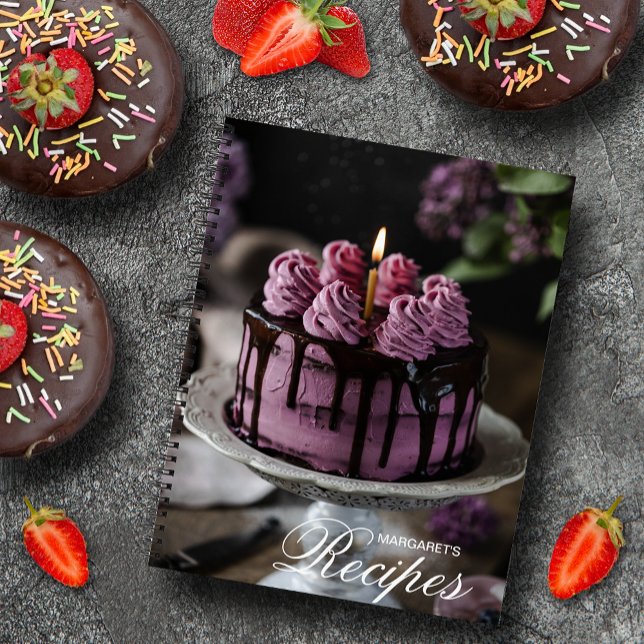 Elégant Carnet de recettes personnalisées (Elegant personalized recipe spiral bound notebook, hard or soft cover)