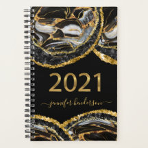 Elégant carnet de rendez-vous 2021 en marbre noir 