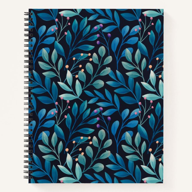 Elégant Carnet Feuille Bleue (Devant)