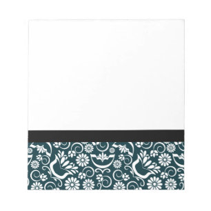 Élégant Carnet floral blanc noir
