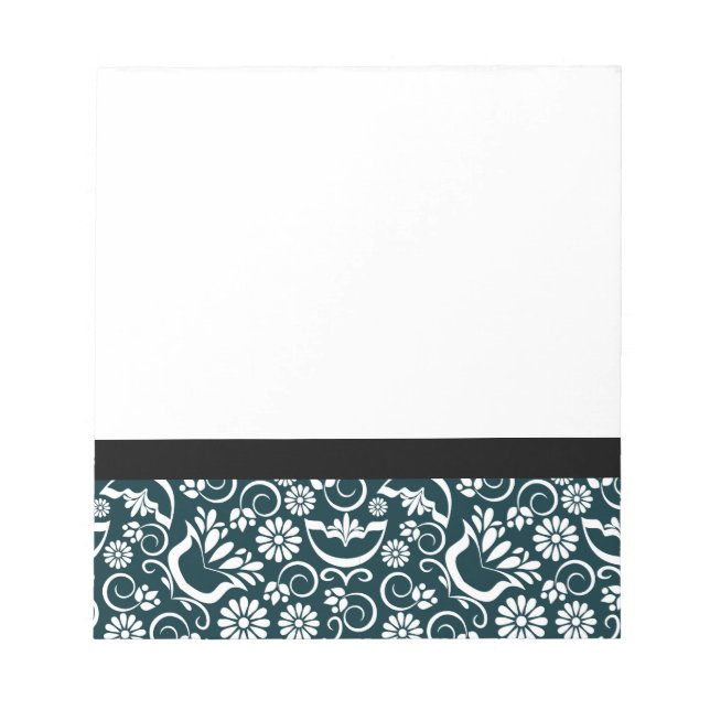 Élégant Carnet floral blanc noir (Devant)