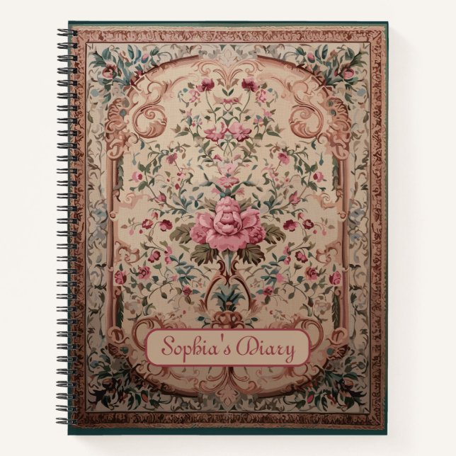 Élégant Carnet floral perse spiral (Devant)