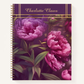 Elégant Carnet Floral Personnalisé Peony
