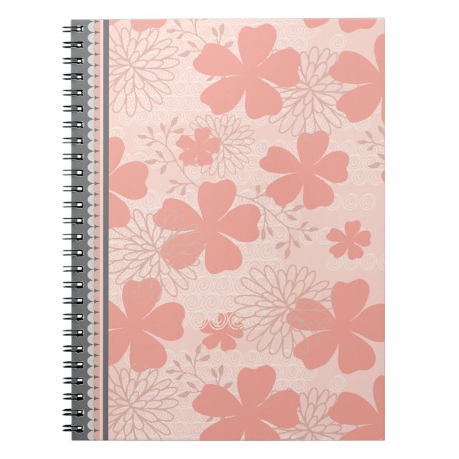 Élégant Carnet floral rose et melon (Devant)