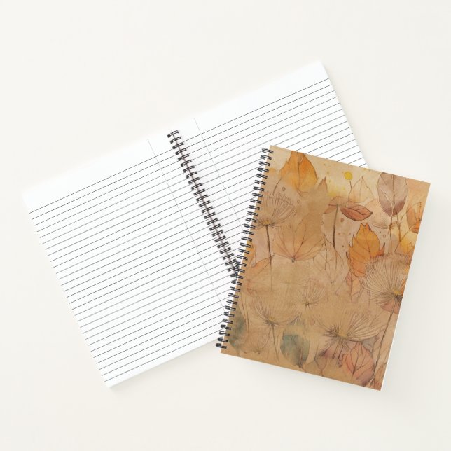 Élégant Carnet floral spirale avec lignes raidies (Intérieur)