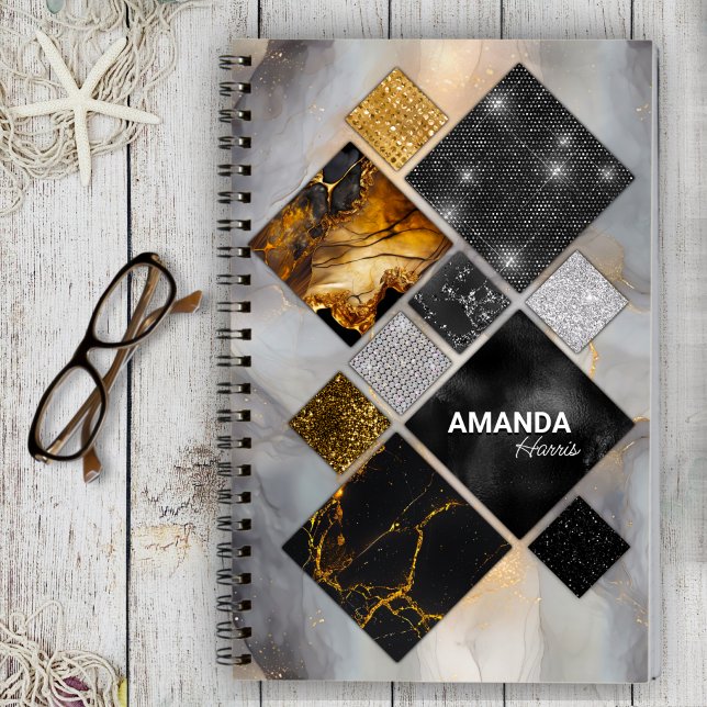 Elégant carnet géométrique en or noir (Créateur téléchargé)
