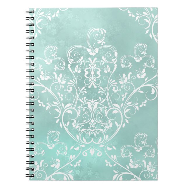 Elégant Carnet Turquoise Damask (Devant)