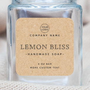 Elégant carré Kraft papier look étiquettes de prod