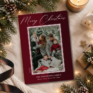 Élégant Carte de Noël Minimaliste Bourguignon Bico