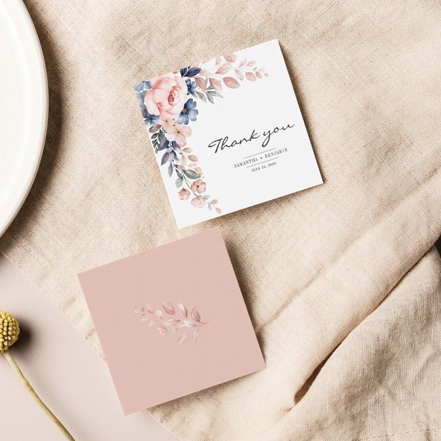 Elégant Carte de remerciements d'aquarelle bleu ro (Créateur téléchargé)