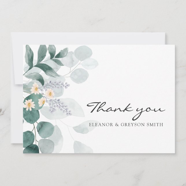 Elégant carte de remerciements d'aquarelle d'eucal (Devant)