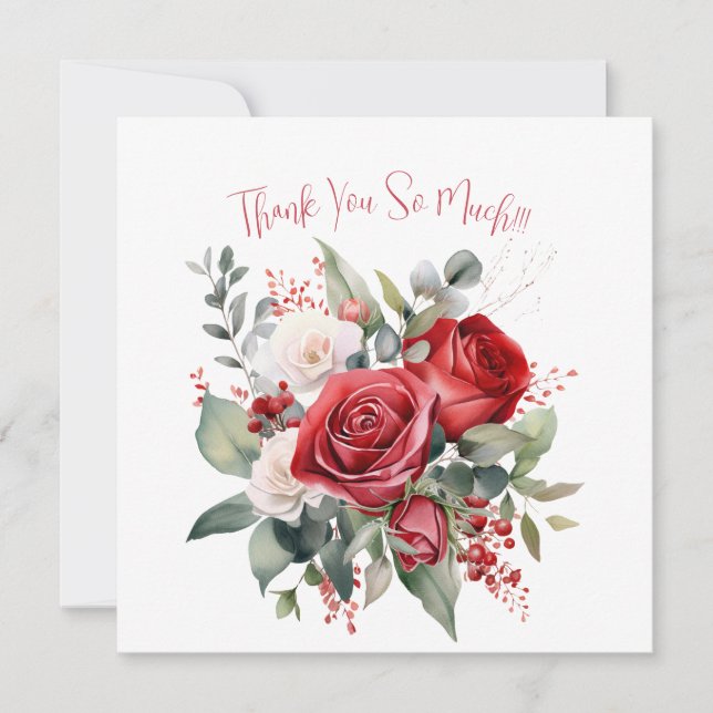 Élégant Carte de remerciements de bouquet de Rose  (Devant)