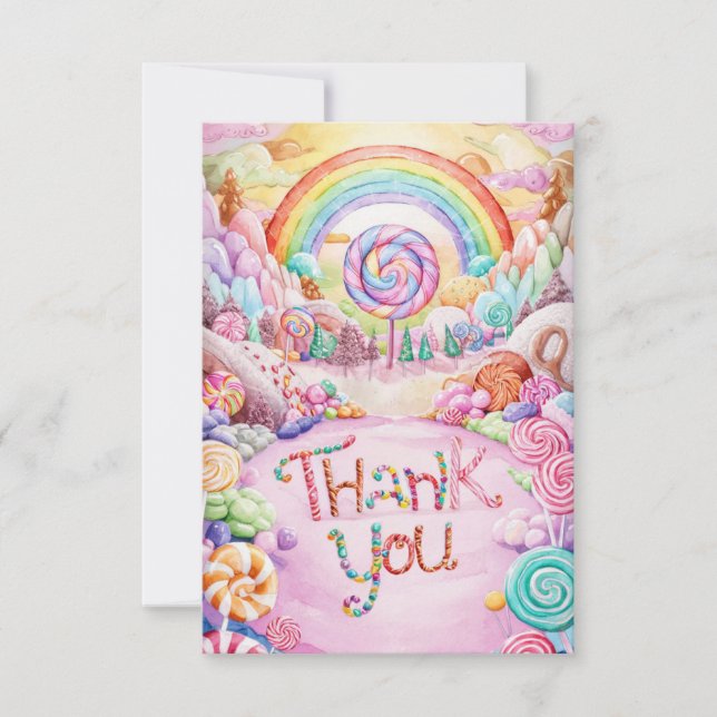 Élégant carte de remerciements de Candyland modifi (Devant)