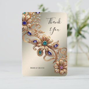 Élégant Carte de remerciements de fleurs de bijoux