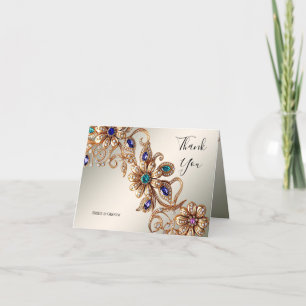 Élégant Carte de remerciements de fleurs de bijoux