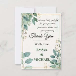 Élégant Carte de remerciements de mariage