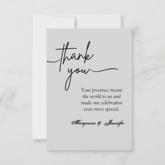 Élégant Carte de remerciements de mariage (Devant)
