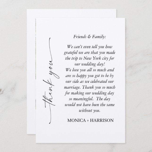 Élégant Carte de remerciements de script avec phot (Devant / Derrière)