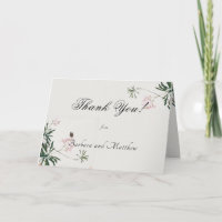 Élégant Carte de remerciements en fleurs rose bota
