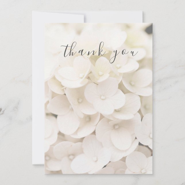 Élégant Carte de remerciements floral blanc (Devant)