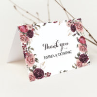 Élégant Carte de remerciements Floral Été Bourgogn